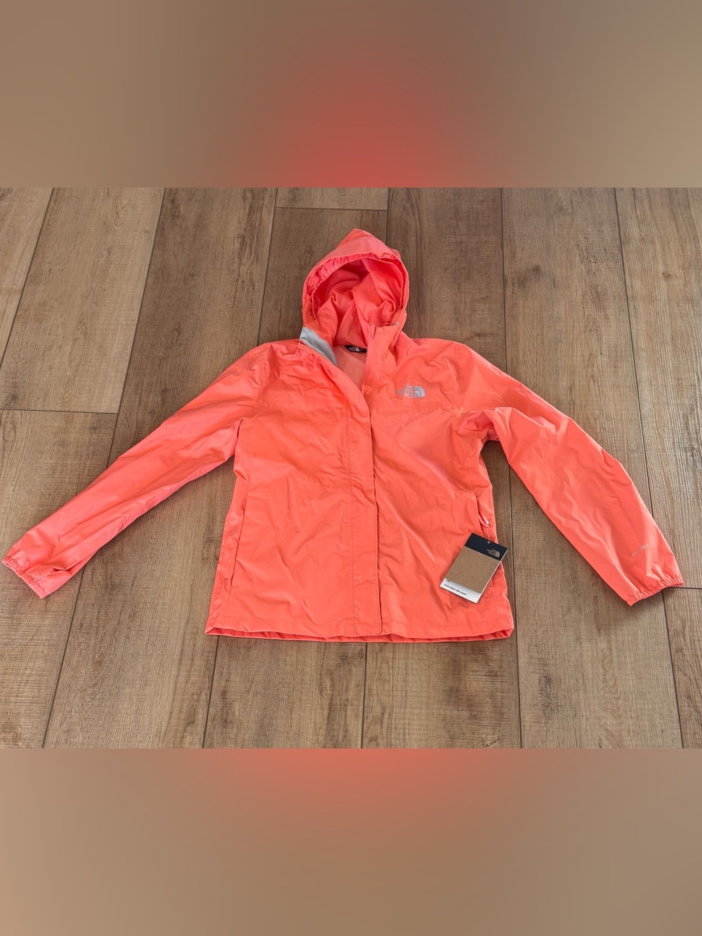 The North Face Resolve Reflective Rain Jacket Miami Orange Girls L 14/16 NWT